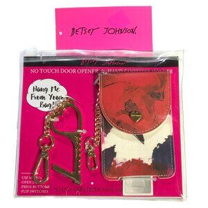 Betsey Johnson Clean Hands Multi Color Abstract Sanitizer Case & Key Charm Set